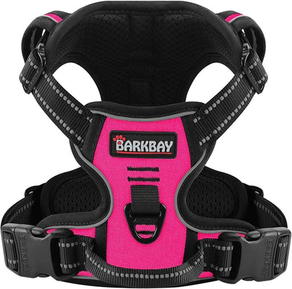 BARKBAY Dog Harness No Pull for Medium Dogs - Adjustable, Reflective, Comfortable, No Choke, Heavy-Duty - Perfect for Outdoor Training, Walking, and Hiking - Strong & Durable - M & Pink