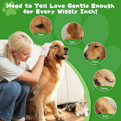 Pet Glove Wipes for Dogs & Cats,Shedding Control, Dander Removal & Paw Cleaning, Travel Essentials for Pets(32 Individual Pack)