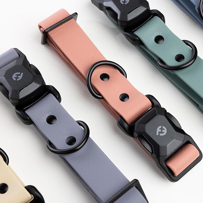 2026 New Edition, Fei & Eve PVC MagEase Dog Collar - Patented Magnetic Buckles | Quick-Release | 450LB Escape-Proof | Fur-Safe | Adjustable Fit | Small Blush