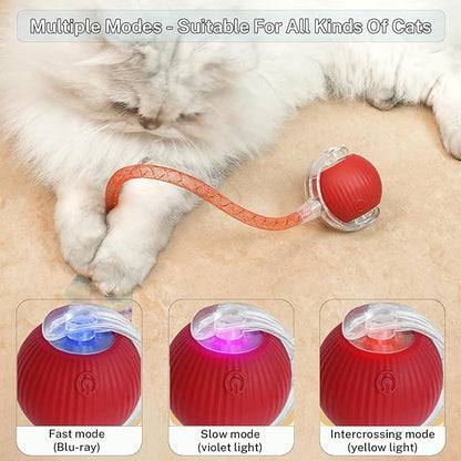 Yaruiguang New Upgraded Cat Ball Toy - Speedy Tail 3.0 Cat Toy, Interactive Cat Toy Ball, Stimulating Toys and Juguetes para Gatos, Cat Toys for Bored Indoor（Sound Switchable） (Green)