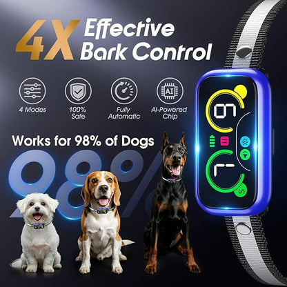 Kollgux Dog Bark Collar Pro, Instant Bark Solution, Smart Anti Barking Device with 4 Correction Modes, Fast-Acting Barking Collar for for Large Medium Small Dogs 5-150lbs, Ideal for Home & Outdoor Use