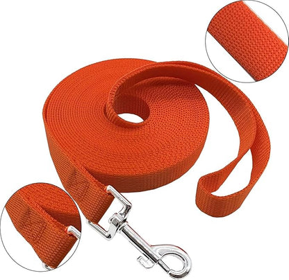 Nylon Training Dog Leash for Small Medium Large Dogs, 15ft 20ft 30ft 50ft 100ft Long Leash Dog/Puppy Lead for Obedience Recall Training, Camping