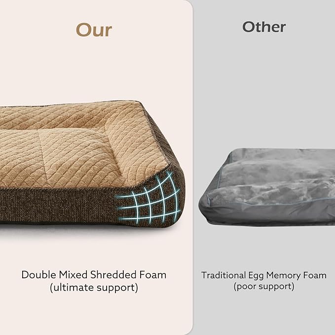 JOEJOY XL Orthopedic Dog Beds Large Sized Dog, Extra Thick Supportive Big Dogs Couch Bed with Sides, Ultra Soft Pet Bed Sofa for Large Dogs, Brown, 38''x28''