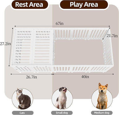 AOOLE Dog Playpen with Door & Cover Top,18*Fence Panel Puppy Playpen, 2 Room Dog Crate, Pet Playpen for Small & Medium Dogs, Puppy Play Pen for Indoors & Outdoor