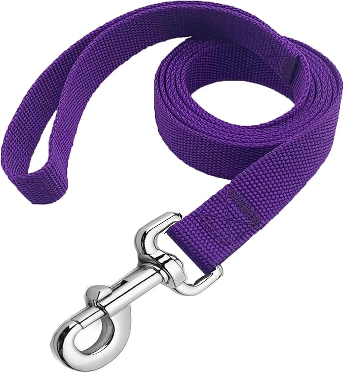 Strong Nylon Dog Leash, 4FT/ 5 FT/ 6FT Dog Leashes for Medium Large Dogs (6FT, Purple)
