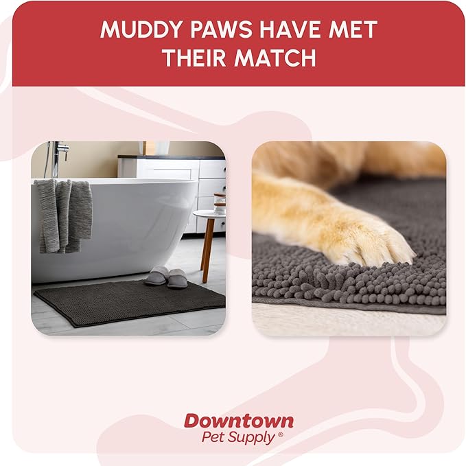 My Doggy Place Dog Mud Mat, 60" x 36" Ash – Thick Microfiber Entry Rug for Snow, Mud & Salt – Absorbent, Quick-Dry, Washer-Safe & Non-Slip, X-Large