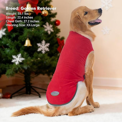 cyeollo 2 Pack Dog Sweater Doggy Fleece Vest Pullover Sweatshirt Reflective Lightweight Dogs Clothes for Large Dogs Boy & Girl Dog Winter Coat Pet Clothes, Red & Fuschia XXXL