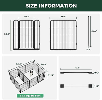 FXW Homeplus Unleashed Indoor Dog Playpen - Stress-Free and Safe Play, Heavy Duty 32 Inch 12 Panels with Connectors (Pack of 2) for Puppy and Small Dogs, Black│Patented