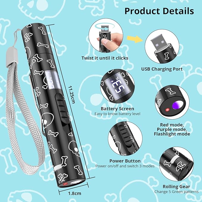 Interactive Cat Toys with 7 Adjustable Mode, Battery Level Display Screen,USB Rechargeable & Portable – Cat Toy for Indoor Cats,Training & Exercise Fun