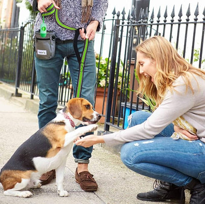 JSXD Heavy Duty Double Handle Dog Leash - 5 FT with Comfortable Padded and Reflective Rope, for Small to Large Dogs (Wide-Green)
