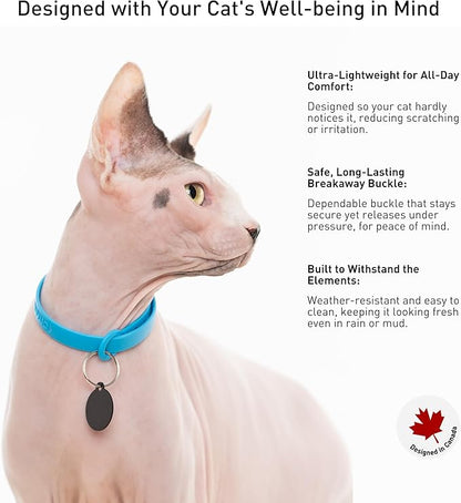Nuvuq Breakaway Cat Collar - Soft, Comfortable, and Lightweight Safety Buckle Collar with ID Tag Ring for Outdoor Cats and Sensitive Skin Kittens (6 ⅞" to 10 ¼", Blue)
