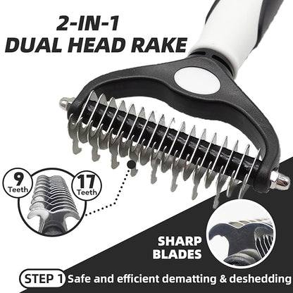 KUEIOX Dog Brush for Shedding, 7 PCS Dog Grooming Brush Kit, Undercoat Rake, Slicker Brush, Deshedding Comb, Bath Brush, Nail Clipper for Long & Short Haired Dogs & Cats, Black
