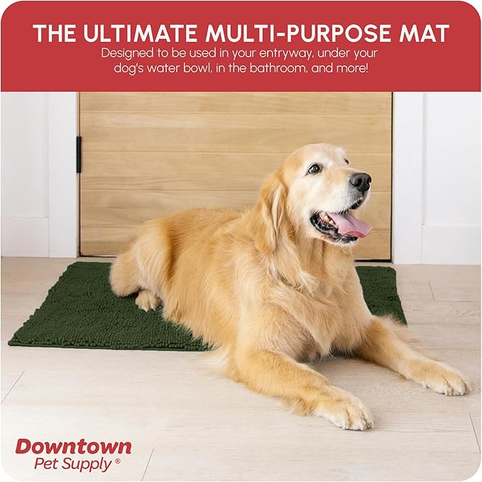 My Doggy Place Dog Mud Mat, 36" x 26" Chive – Thick Microfiber Entry Rug for Snow, Mud & Salt – Absorbent, Quick-Dry, Washer-Safe & Non-Slip, Large