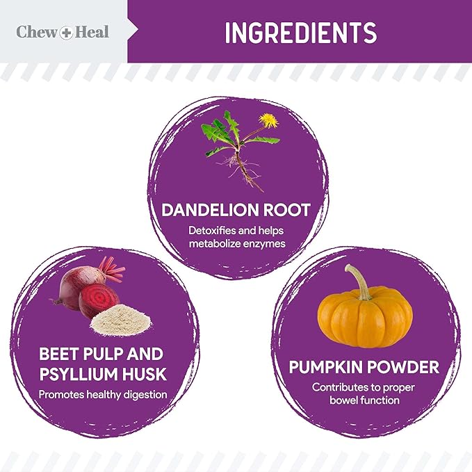 Chew + Heal Labs Glands Bowel Support - 14 oz of Stop The Scoot Powder for Scooting, Healthy Anal Glands, and Digestive Health - Made with Pumpkin Powder for Dogs