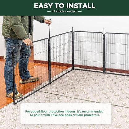 FXW Rollick Unleashed Dog Playpen for Indoor, Yard, RV Camping, 32 inch 16 Panels Dog Pen with Connectors (Pack of 2) for Small and Medium Dogs, Black│Patented