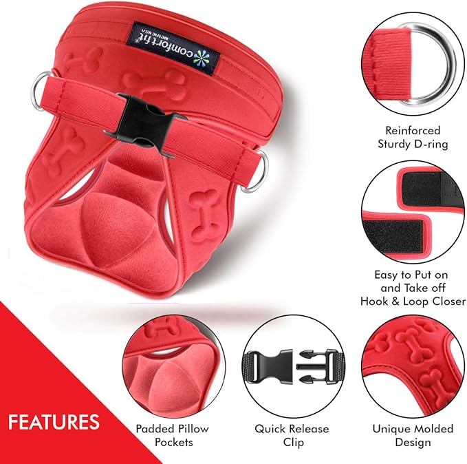 Comfort Fit All Weather Dog Harness No Pull Soft Padded Extra Comfort Step in Dog Harness with Adjustable Buckles Easy Control Vest Harness for Small Medium Large Dogs Inside Velvet Plush