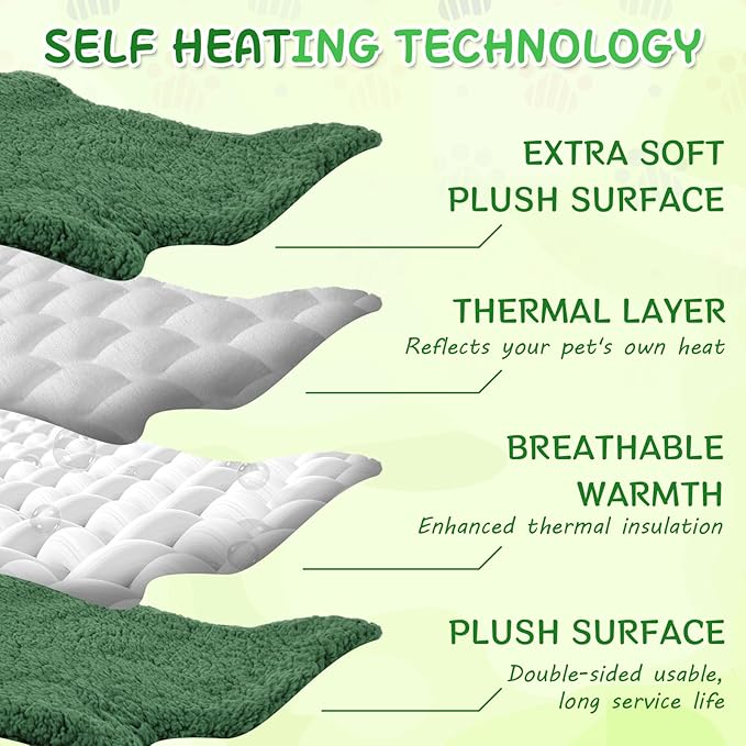 BrightRow 3 Pack Self Warming Pet Bed Leaf Shape Self Heating Cat Dog Mat Washable Thermal Sleeping Pad for Indoor Outdoor Hedgehog, Bunny, Sugar Glider, Rat, Chinchilla(Mixed Colors,Large-19 x29)