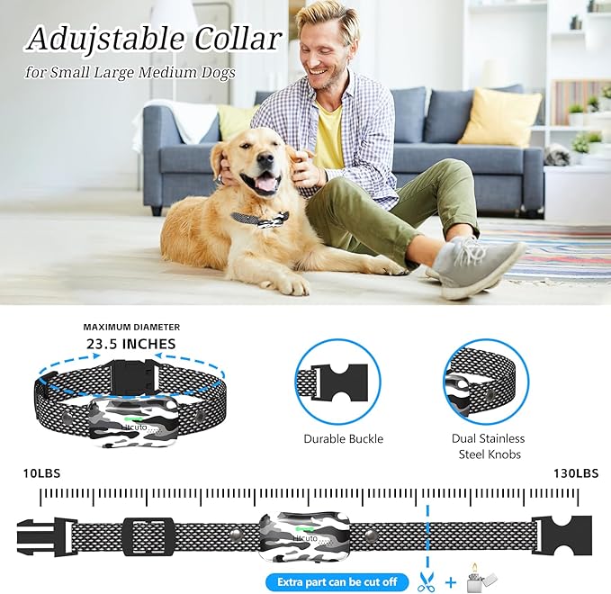 Htcuto GT1-Wireless Dog Fence & Ultrasonic Training Collar - 1160-Yard Adjustable Boundary for Outdoor, 4 Modes (Beep/Vibration/Static/Ultrasonic), Waterproof, 185-Day Standby-1 Dog