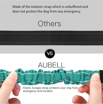 AUBELL Dog Seat Belt for Car,2 Pack Set 3-in-1 Adjustable Reflective Bungee Heavy Duty Dog Car Harness Tether with Clip Hook Latch & Buckle,Swivel Zinc Alloy Carabiner,Black+Teal