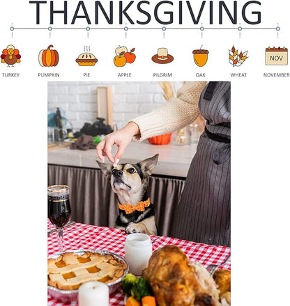 Unique style paws Halloween& Dog Collar with Bow Tie Pumpkin Cotton Collar Adjustable Puppy Collar Best Thanksgiving Gift for Small Medium Large Dogs-Turkey & Pumpkin Theme
