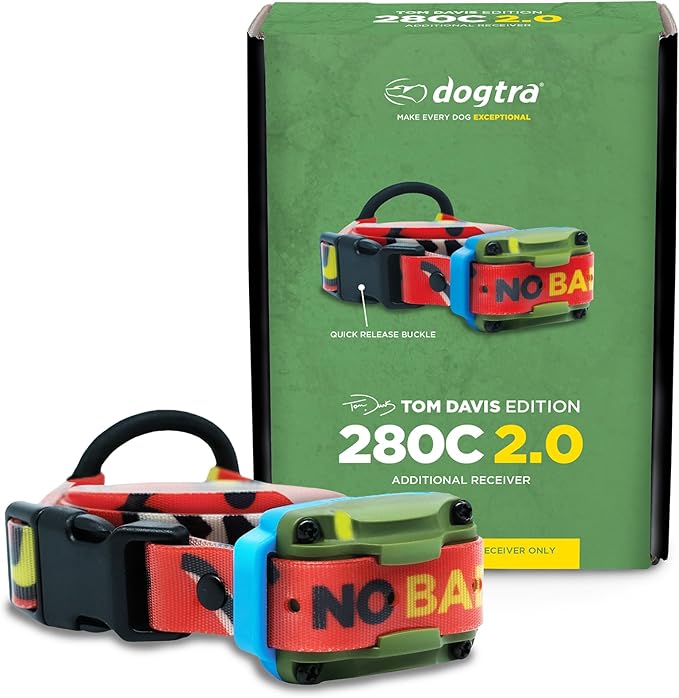 Dogtra Tom Davis 280C 2.0 Receiver Only, Add-a-Dog Collar for Existing Remote (Not Included), Boost & Lock, Waterproof, Rechargeable, 127 Levels, Vibration, 1/2-Mile Range, No Bad Dogs Trainer
