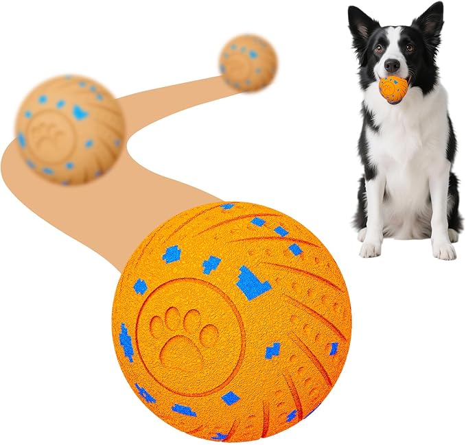 NETRCO Smart Interactive Dog Toys, Activated Moving, Bouncing, Rotating Ball for Medium/Large Dogs, 2025 E-TPU Material, Motion-Activated Dog Gift to Keep Them Busy (Orange) (Orange)