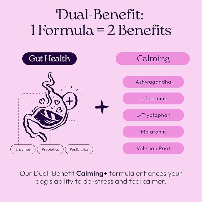 New! WellJoy Dog Supplement Calming+ GutBoost | Dog Health Supplement | Promotes Relaxation & Calmness | Dual-Benefit GutBoost Formulation | Vet Formulated | USA Made | Chicken Flavor | 90 Soft Chews