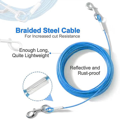 Tie Out Cable for Dogs,150FT Dog Leads,Heavy Duty Tie Out Cable for Large Dogs Up to 125lbs,Durable Dog Runner Tether Line for Outdoor,Yard