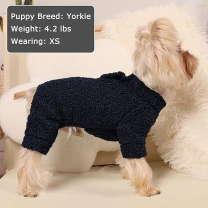 Dog Sweaters for Small Dogs Winter Dog Pajamas Sized Dogs Boy Girl Fleece Pet Clothes Puppy Outfit 4 Legs Jumpsuits for Chihuahua Yorkie Cat Apparel (Blue, XX-Small)