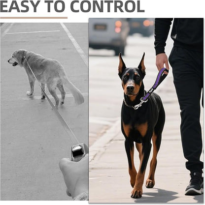 PUPTECK Reflective Short Dog Leashes - 3 Packs 2.5ft/ 1.5ft/ 1ft Nylon Leash with Strong Clip, Soft Padded Handle, Durable Training Leash for Large Small Medium Dogs Walking Outside, Purple