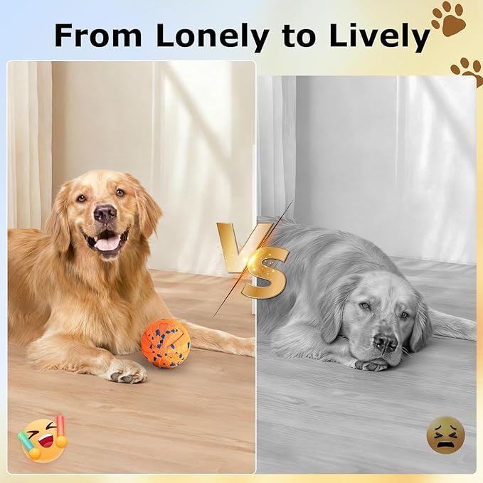Interactive Dog Toys Ball, Automatic Moving, Bouncing Chew Toys, E-TPU Material, Suitable for Large and Medium-Sized Dogs, Used for Boredom Relief and Daily Training, USB Rechargeable