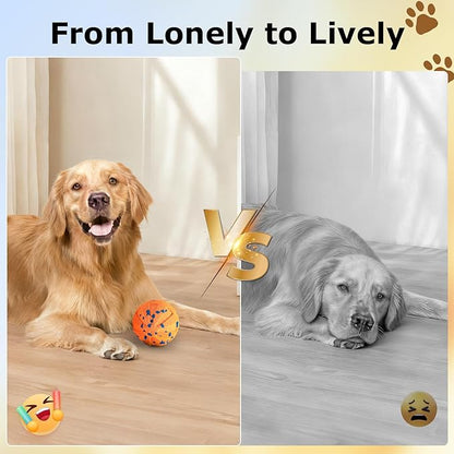 Interactive Dog Toys Ball, Automatic Moving, Bouncing Chew Toys, E-TPU Material, Suitable for Large and Medium-Sized Dogs, Used for Boredom Relief and Daily Training, USB Rechargeable