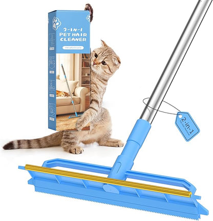 ADDUDU Double-Sided Carpet Rake – Long Handle Pet Hair Removal Tool for Carpets, Furniture & Car Interiors, Adjustable & Durable Stainless Steel Hair Remover Sweeper