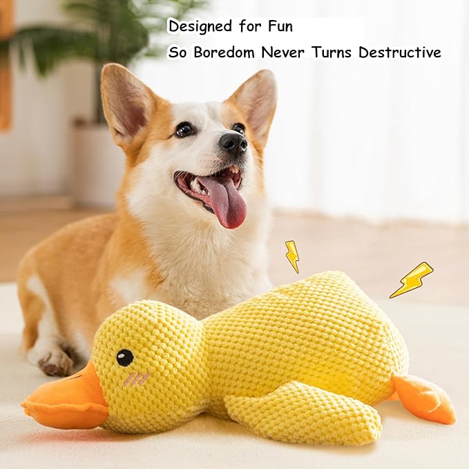 Cute Squeaky Duck Plush Toy for Small Medium Dogs, Soft Chew Toys with BB Squeaker for Gentle Chewers, Interactive Comfort and Fun Dog Toys for Boredom Relief