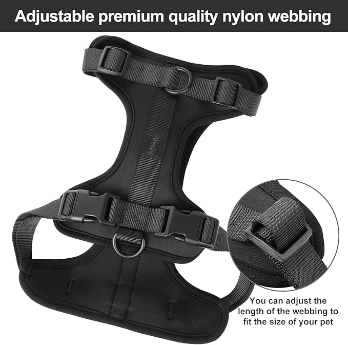 No Pull Lightweight Dog Harness: Adjustable Durable Breathable Mesh Pet Vest Harness with Soft & Comfortable Cushion, for Small Medium Large Dogs (Medium, Black)