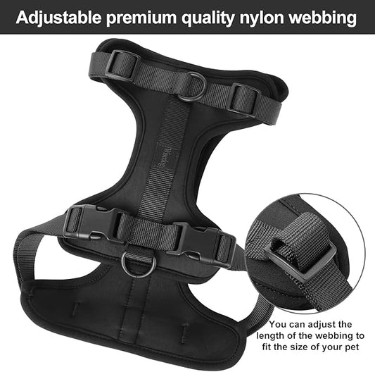 No Pull Lightweight Dog Harness: Adjustable Durable Breathable Mesh Pet Vest Harness with Soft & Comfortable Cushion, for Small Medium Large Dogs (Medium, Black)