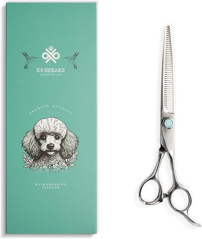 7” Dog Grooming Chunker Scissors – 42 Teeth, VG10 Japanese Steel User-Friendly Pet Thinning Shears | Matte Anti-Glare Finish | Lightweight, Ergonomic, Handcrafted | Thinning Rate 50% | K9 Shears