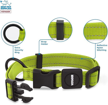 Best Pet Supplies Voyager Reflective Dog Leash or Collar with Neoprene Handle, for Small, Medium, and Large Breed Puppies, Cute and Heavy Duty for Walking, Running and Training - Lime Green, L