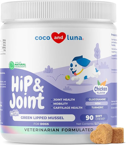 Hip and Joint Supplement for Dogs - with Collagen, Glucosamine for Dogs - Fish Oil - Hip & Joint Support, Ease Inflammation, Antioxidant.