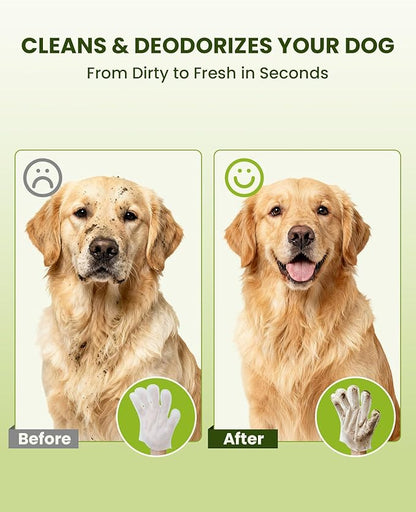 36PCS Hypoallergenic Pet Glove Wipes for Dogs & Cats - Quick Clean & Deodorizing Between Baths & Travel | Dog Washing Wipes for Fur, Butt, Paws, Eyes & Ears |Cat Cleaning Gloves for Grooming & Bathing