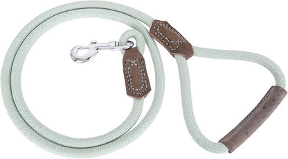 Mile High Life | Premium Leather Dog Leash | Strong Rope Leash | Leather Handle | Zinc Alloy Strong Clasp | Small Medium Large Dogs | 4/5/6 Feet(Green, 72 Inch (Pack of 1))