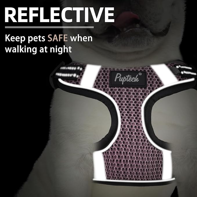 PUPTECK Dog Harness and Leash Set Medium Sized, Step in No Pull Adjustable Puppy Cat Harness Reflective Pet Vest