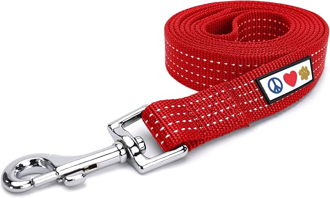 Pawtitas Red Dog Leash 6 ft XS/S Reflective Durable Lightweight Dog Lead for Small Dogs and Puppies