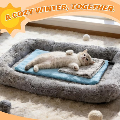 ANPHSIN Pet Heating Pad for Small Cat Dog - 9" x 12" Automatic Temperature Heated Pad with Anti Chew Cord, Warmer Mat for Chicks Bunny Rabbits