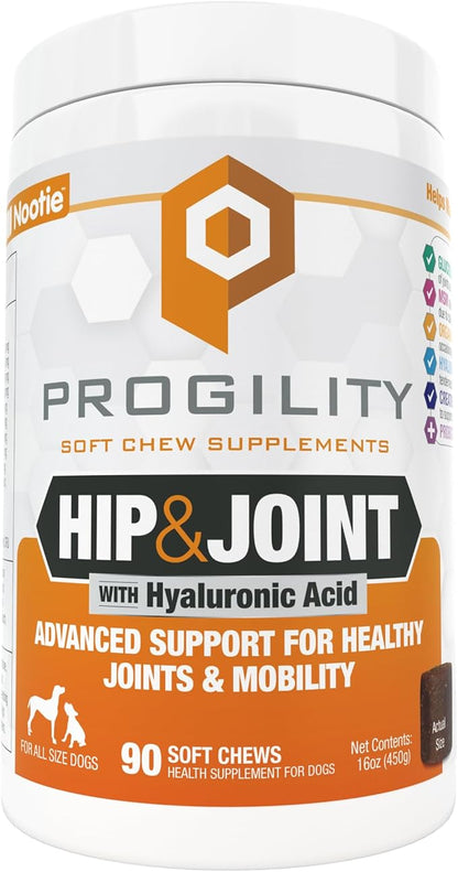 Progility Hip & Joint Supplement for Dogs – Daily Mobility & Joint Support with Glucosamine, Chondroitin & MSM, Soft Chews (90 Count)