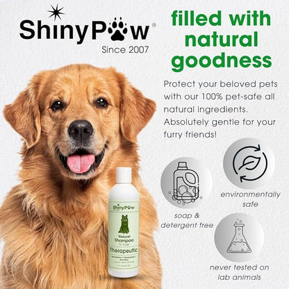 Shiny Paw Dog Shampoo Itchy Skin Relief 16 oz | Hypoallergenic Dog Wash | Eucalyptus, Chamomile & Aloe Vera | Dog Shampoo Sensitive Skin & Smelly Dogs | Made in USA