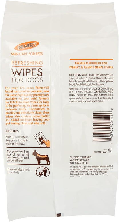 Palmer's for Pets Coconut Oil Refreshing Wipes for Puppies - Puppy Wipe with Cocoa Butter for Gentle Grooming, 100 Count