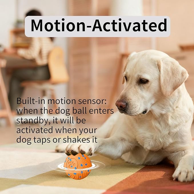 NETRCO Smart Interactive Dog Toys, Activated Moving, Bouncing, Rotating Ball for Medium/Large Dogs, 2025 E-TPU Material, Motion-Activated Dog Gift to Keep Them Busy (Orange) (Orange)
