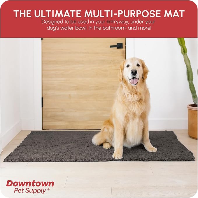 My Doggy Place Dog Mud Mat, 60" x 36" Ash – Thick Microfiber Entry Rug for Snow, Mud & Salt – Absorbent, Quick-Dry, Washer-Safe & Non-Slip, X-Large