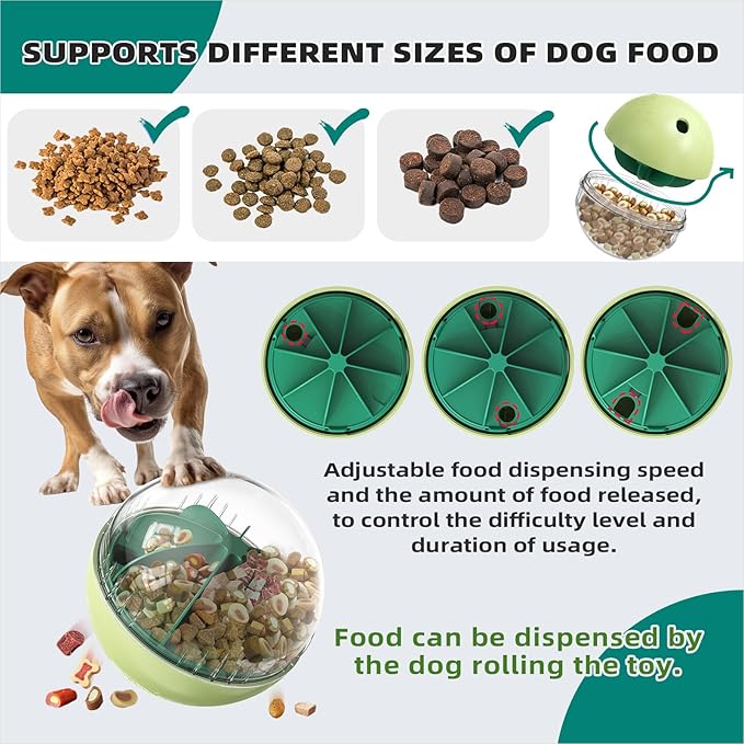 KADTC Extra-Large Size Durable Dog Treat Dispenser - Giggle Ball for Aggressive Chewers Breed Dogs Giggling Balls Indestructible Food Dispensing Toy Interactive Play Indoor & Outdoor